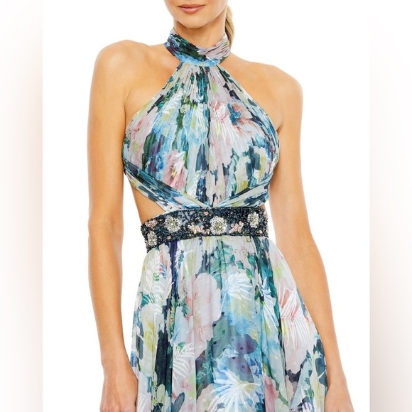 Ieena for Mac Duggal 68089 NWT Open Back High Neck Dress - Picture 5 of 7